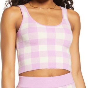 BP Gingham check crop sweater tank top